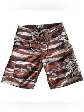 Lost Camo Cargo Shorts in Brown & Gray